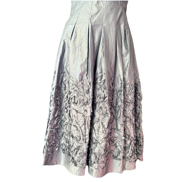 Adrianna Papell Blue Iridescent Ruffle Collar Midi Dress Size 6 Wedding Guest - Picture 7 of 12